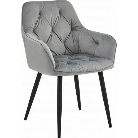 Sedia York - velluto grigio argento / gambe nere x 1 (1/3)