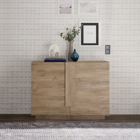 Aparador Introd, Alacena 2 Estantes, 4 Espacios, 2 Puertas, 120x44x90h cm Roble Marrón (1/5)