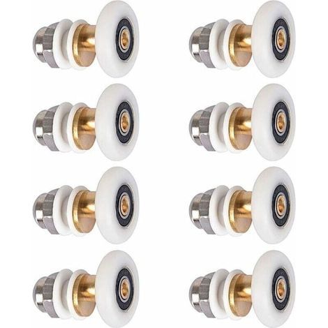 Roulette Porte Douche,Roulettes de Porte Coulissante Cabine de Douche Porte Poulies Roue de Rechange pour Rouleau avec Diamètre de Roues 27mm,8 Pièces (1/5)