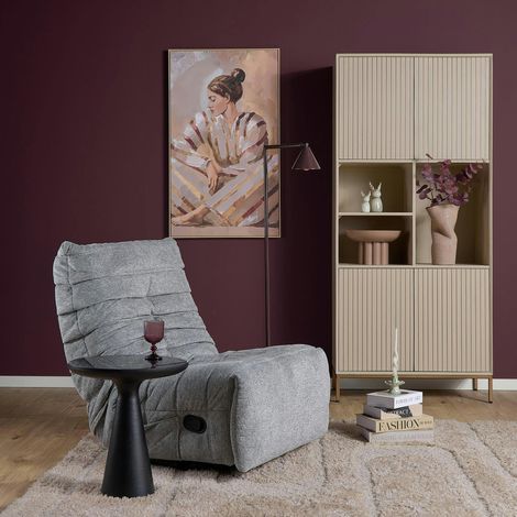 Fauteuil relax inclinable gris tissu plissé BELORA (1/4)