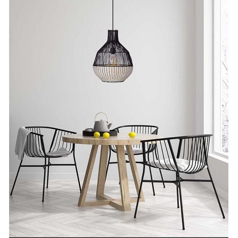 Hängelampe Wohnzimmerleuchte Pendelleuchte Esszimmerlampe Metall schwarz H 150cm (1/5)