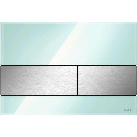 TECE WC-Betätigungsplatte TECEsquare Glas für Zweimengentechnik, Glas mintgrün, Tasten Edelstahl 924