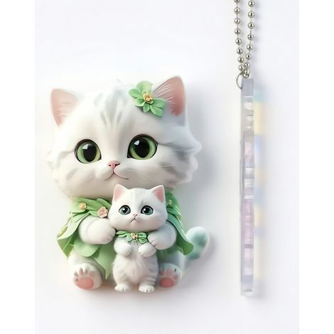 Colgante de acrílico gata y su gatito para coche, 8 cm (1/5)