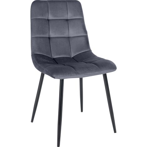 Chaise de salle à manger moderne Tilde Velvet, gris foncé (1/2)