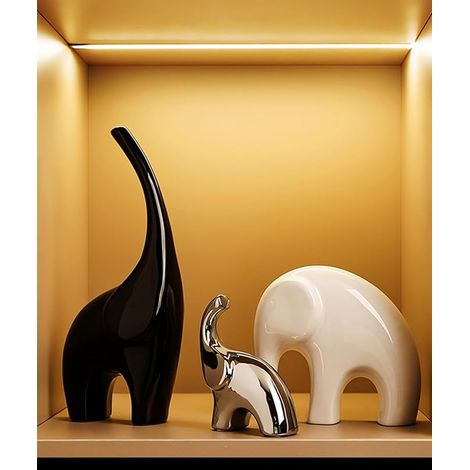 Statue d'éléphant, décor d'éléphant en céramique, mascotte d'éléphant, convient pour étagères, salon, bureau, dessus de table, étagères. Cadeaux pour les amoureux des éléphants (1/5)