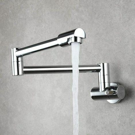 Miscelatore da cucina estraibile a parete, miscelatore per lavello da cucina, rubinetto multifunzione per acqua fredda, ugello girevole a 360°, rubinetti da cucina cromati (1/4)