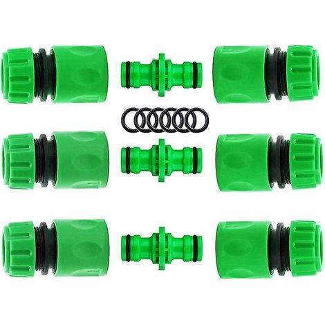 9 Pcs Raccords D'arrosage Rapides Ensemble Pour Tuyau D'arrosage (6pcs 1/2" Tuyau Rapides Raccord,3pcs Double Connecteur)