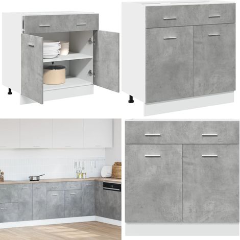 vidaXL Schubunterschrank Betongrau 80x46x81,5 cm Holzwerkstoff (1/5)