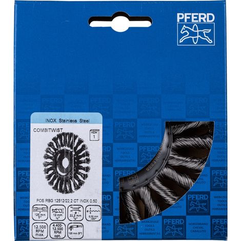 PFERD TOOLS COMBITWIST Rundbürste gezopft RBG Ø 125x12x22,2 mm Edelstahl-Draht-Ø 0,50mm Winkelschleifer