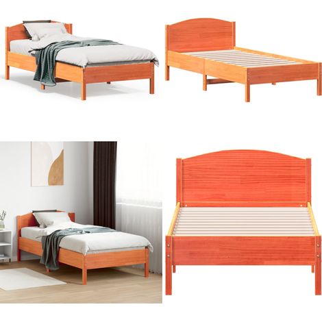 Cadre de lit sans matelas cire marron 75x190 cm bois pin massif - Cadre De Lit - Lit En Bois - Lit Double - Literie - Chambre À Coucher - Home & Living (1/5)
