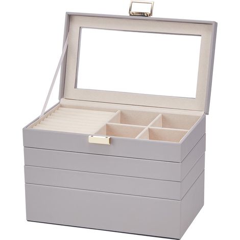 4-Tier Jewellery Storage Box with Transparent Lid (1/3)