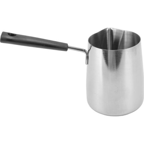 Pichet à lait inoxydable 304 avec poignée longue, 600ml, idéal pour mousser et verser, parfait pour café maison ou professionnel. (1/5)