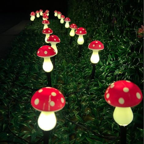20er-Pack LED-Solar-Mini-Pilzleuchten für den Außenbereich, rot, warmweiß, wasserdicht, niedliche Solar-Gartendekoration, kleine Pilzleuchten mit 8 Leuchtmodi. [Klasse (1/5)