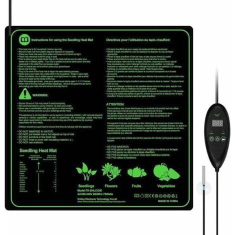 QORVA-Tapis Chauffant Adjustable avec Contrôleur de Thermostat Serres Chauffantes Hydroponique Imperméable,50.8cm x 50.8 cm.. (1/5)