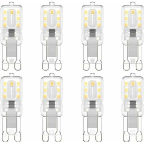 8 Pack G9 LED Light Bulbs, G9 LED 220V Natural White 5500K 3W Halogen Equivalent 30W [Energy Class E] (1/5)