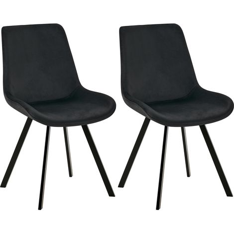 Set di 2 sedie da pranzo Lewes in velluto nero (1/5)