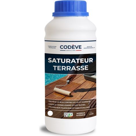 Codève Bois – Saturateur bois incolore 1 L – Protection anti-UV et hydrofuge – Pour terrasses, bords de piscine et caillebotis – Application facile (1/5)