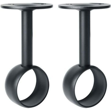 Support de Tringle à Rideaux Support Tringle Penderie avec Vis Support de Plafond pour Rideau et Armoire, Noir Mat en Acier Inoxydable, Diamètre 32 mm, 2 Pcs (1/5)
