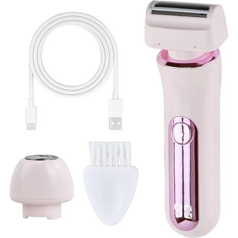 2 en 1 Rasoir Electrique Femme, Dual Head, Humide et Sèche, Coupe Poils Visage Aisselles Jambes, Tondeuse Bikini Intime Femme, Indolore, Epilateur Maillot Rasoir Électrique Femmes Partie Intime (1/5)