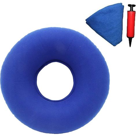 coussin De Sige Gonflable (38x38cm, Bleu) Oreiller Coussin Anneaux Pte Rduit La Pression Sur Le Nerf Sciatique De L'utilisateur, Convient Tous P (1/5)