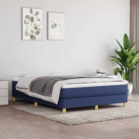 Estructura de cama con somier tela azul 140x200 cm (1/5)