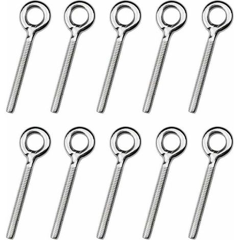 Confezione da 25 bulloni ad occhiello M4, bulloni ad anello saldati, anelli filettati, bulloni con gancio ad occhiello per altalene da giardino
