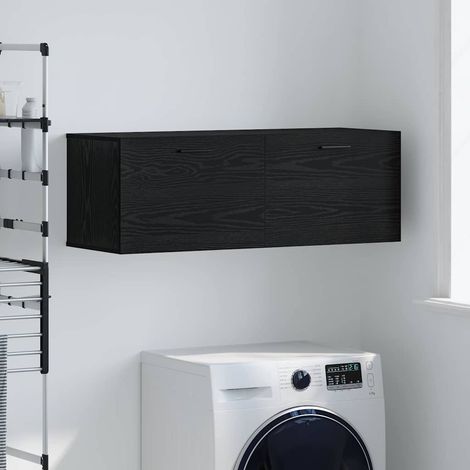 Wandschrank Schwarz Eichen-Optik 100 x 36,5 x 35 cm