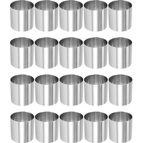 20 pieces acier inoxydable mousse rings rond biscuit coupe gâteau moule cuisine pâtisserie outil pour tart fondant etc (1/5)