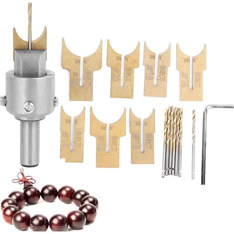 Fraise Kit de Forêt de Perles en Bois, Foret Lot de 18 Pièces 14mm-25mm, Fraise pour Perles en Bois Faites Main, Outil de Menuiserie pour Fabrication de Bracelets, pour L'Ébène Et Le Palissandre (1/5)