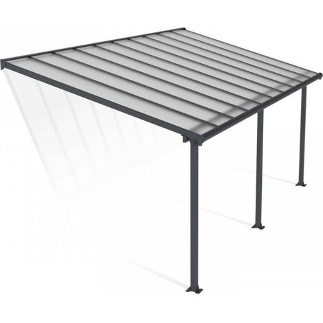 Patio Cover Olympia 3 x 6.10 Clear - Polycarbonate - L619 x W300 x H305 cm - Grey