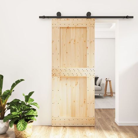Puerta corredera con herrajes madera maciza de pino 85x210 cm vidaXL (1/5)