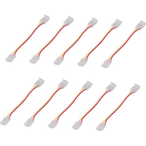 Kit de 10 connecteurs pour ruban LED COB 3 broches 10 mm, connexion rapide, forte compatibilité, idéal pour les entrepôts.