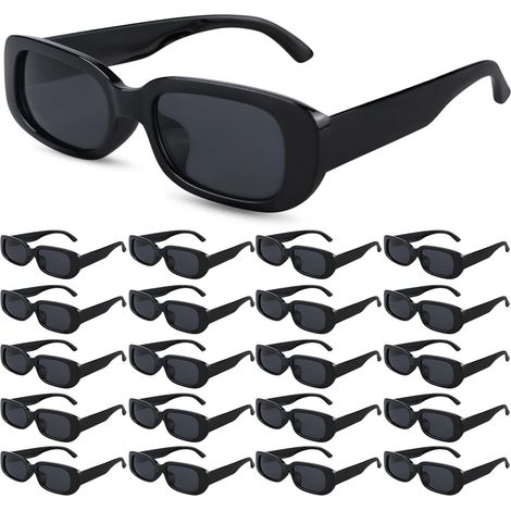 20 pezzi di occhiali da sole vintage, occhiali da sole rettangolari vintage per uomo e donna, occhiali retrò di tendenza per viaggi e vita quotidiana, neri
