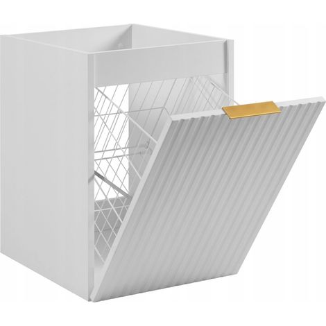Furnidea - Meuble bas de salle de bain avec panier à linge FLOW blanc 40 cm (1/5)