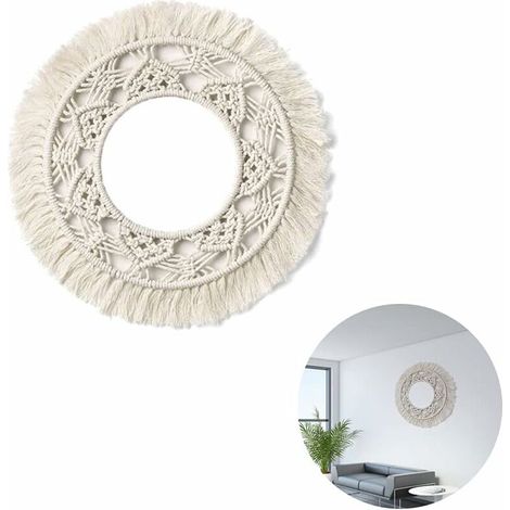 royaluxe- Tenture murale en macramé ronde tapisserie murale tissée à la main pour décoration murale pour salon chambre (style B) (1/3)