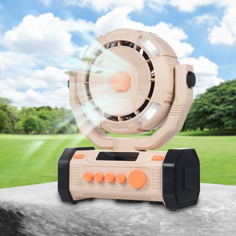 Ventilateur de camping avec lumière LED, alimenté par une batterie de 20 000 mAh, ventilateur oscillant, ventilateur de tente portable avec télécommande et crochet, 100 vitesses, minuterie 1/2/4/8 heu (1/5)