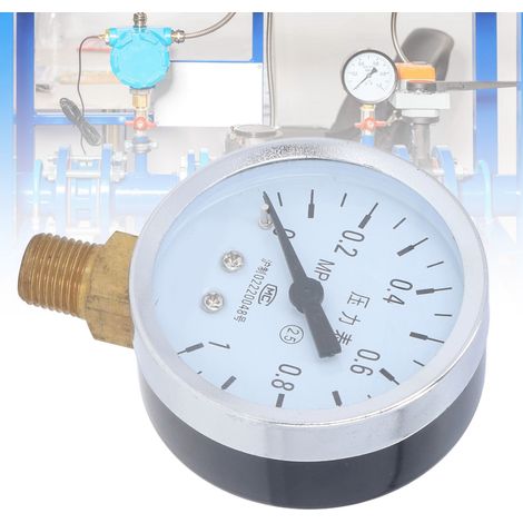 Manomètre pour compresseur d'air, chauffage au sol, protection incendie, eau courante, manomètre domestique, cadran transparent, raccord inférieur 1/4 NPT, 01 MPa (1/5)