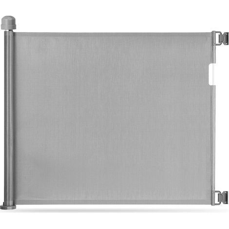Barrière de sécurité rétractable pour bébé,pour portes et escaliers,en maille filet pour animaux de compagnie,150cm85cm,gris