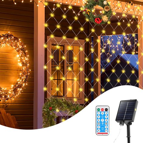 Randaco Red de luz solar 2x2M Blanco cálido Cadena de luces con 8 modos Cortina de luz navideña en interiores al aire libre