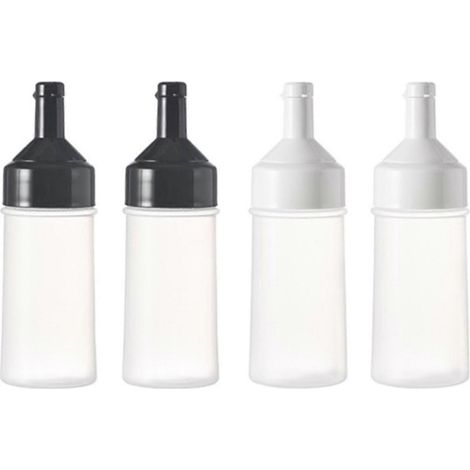4 Pcs Squeeze Bouteille Accessoires de cuisine Plastique Condiment Distributeur Huile Sauce Vinaigre Ketchup Crue (1/5)