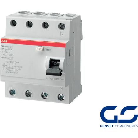 Interruptor diferencial 4P 25A 30mA Clase AC FH204 AC-25/0.03 ABB (2CSF204004R1250)