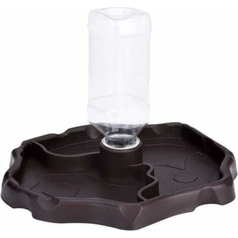 Distributeur d'eau pour Reptile, Distributeur 2 en 1 de Nourriture Anti Debordement Bol, Gam en Plastique pour Tortue Terrestre Gecko - Brun