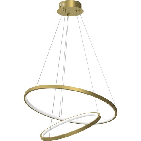 Moderne goldene Hängelampe, zwei Ringe, Ø 60 cm und Ø 40 cm, neutrale Farbe, LED 51 W, HOOP Milagro (1/5)