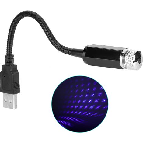 Projecteur d'ambiance universel romantique et universel pour toit de voiture USB, effet ciel étoilé, bleu et violet. Lampe décorative bleue et violette. (1/5)