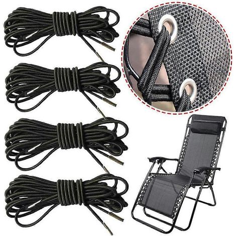 Lot de 4 cordes élastiques de rechange, idéales pour chaises longues de jardin, fauteuils de jardin, chaises de plage et chaises de patio. (1/4)