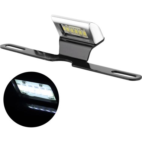 Plaque d'immatriculation moto universelle - Feu arrière CNC aluminium 6 LED argent (1/5)