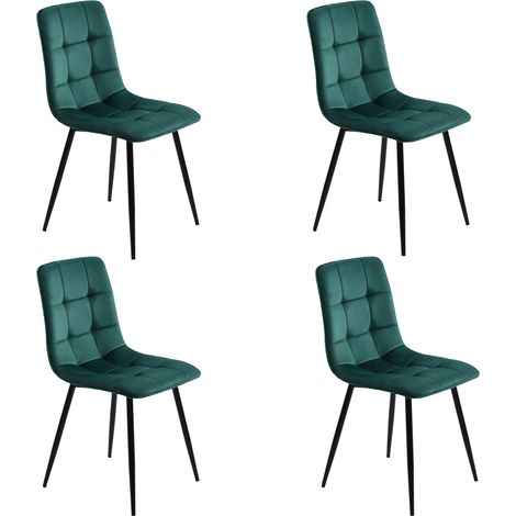 4er-Set Esszimmerstühle, ergonomische Küchen- und Wohnzimmerstühle, moderne gesteppte Samt-Polsterstühle, Grün (1/5)
