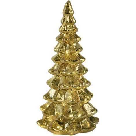 Lumineo Albero Vetro Oro 21cm con LED Micro Bianco Caldo Decorativo