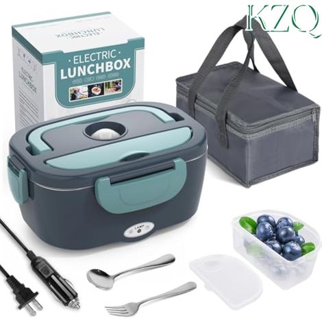 Boîtier Électrique de Chauffage pour Repas Ultra Rapide 3 en 1, Compatible Voiture/Bureau, avec Fourchette, Cuillère et Sac Isolant-KZQ (1/5)