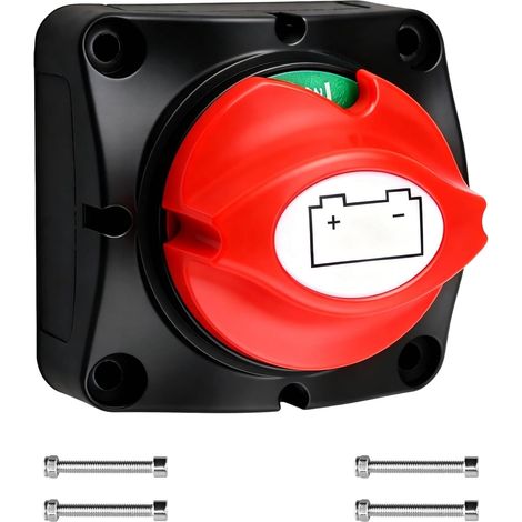Coupe Circuit Batterie 12V 24V 48V 200A pour Voiture Bateau Moto RV Camion Interrupteur Coupe Batterie ON-OFF Étanche pour Tracteur, Isolateur de Batterie Haute Capacité (1/5)